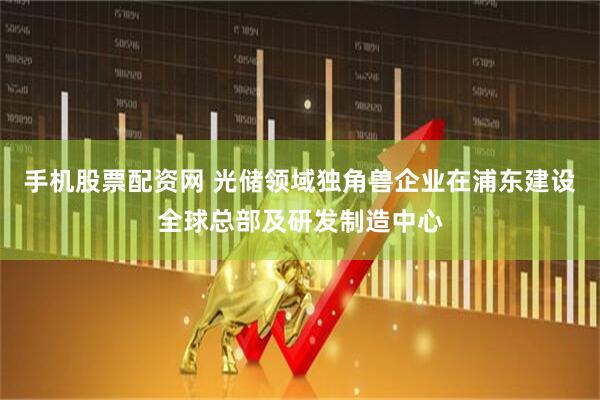 手机股票配资网 光储领域独角兽企业在浦东建设全球总部及研发制造中心
